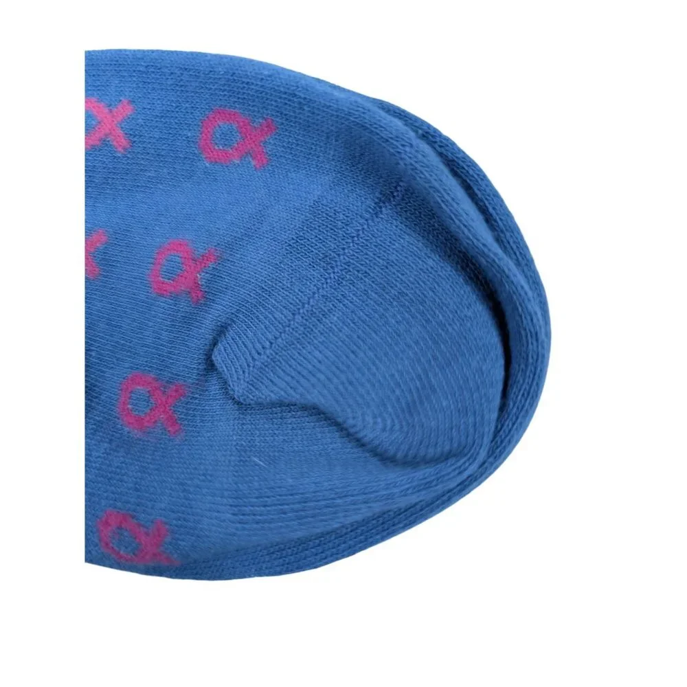 Dead Soxy Blue Socks Pink Ribbons Unisex One Size Fits Most Breast Cancer Cotton